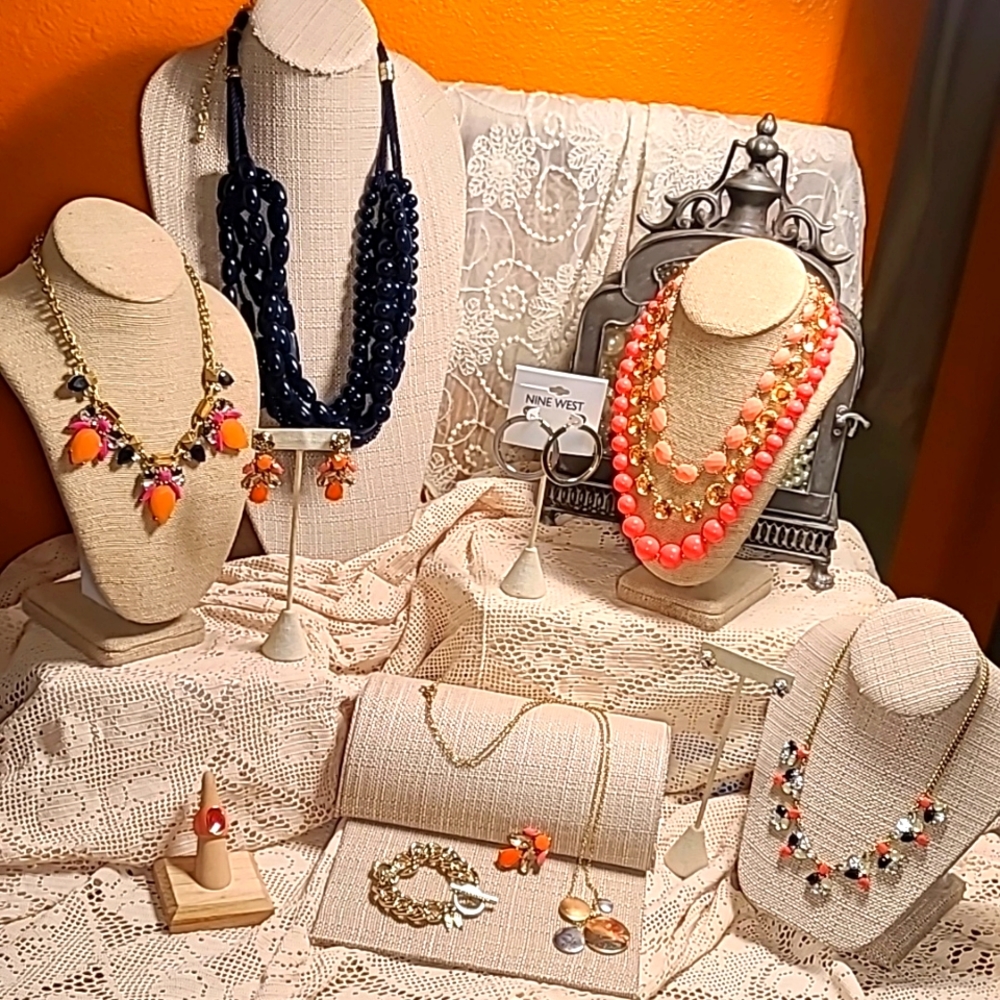 11-Item Designer Navy & Pink Jewel Lot w Stella&Dot, VS, J. Crew & Vineyard Vine